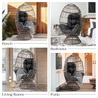 Bme Heavy Duty 400 lbs Capacity Wicker Egg Chair for Outside & Indoor, 360 Degree Smooth Swivel Mechanism, UV 2000 Hours Material with Flame Retardant Tested Cushion, Durable Against Water, Weather