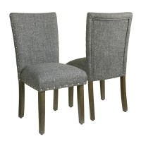 Homepop Home Decor Classic Upholstered Parsons Dining Chairs Set Of 2 Accent Dining Chairs With Nailhead Trim Slate Gray