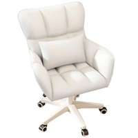 Velvet Home Office Chair, Mid Back Desk Chairs With Lumbar Pillow, Adjustable Task Chairs With Arms, Swivel Rolling Vanity Chair Computer Chair Gaming For Bedroom, Small Spaces ( Color : /Beige )