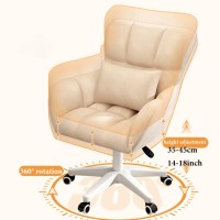 Velvet Home Office Chair, Mid Back Desk Chairs With Lumbar Pillow, Adjustable Task Chairs With Arms, Swivel Rolling Vanity Chair Computer Chair Gaming For Bedroom, Small Spaces ( Color : /Beige )