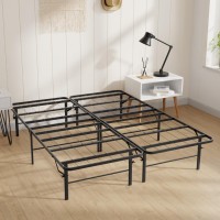 Metal Bed Frame Short Queen Bed Frame With Foldable Metal Platform Support Durable Coated Steel Slat With Tool Free Setup Noise