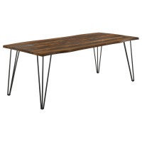 Neve Liveedge Dining Table with Hairpin Legs Sheesham Grey and Gunmetal