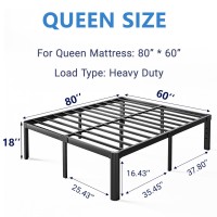 Nordicbed 18 Inch High Platform Queen Bed Frame No Box Spring Needed Metal Bed Frame Queen Size Noise Free Easy Assembly Hea