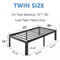 Nordicbed 16 Inch High Platform Twin Bed Frame No Box Spring Needed Metal Bed Frame Twin Noise Free Easy Assembly Heavy Duty