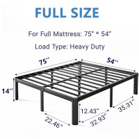 Nordicbed 14 Inch High Heavy Duty Full Size Bed Frame Metal Platform Bed Frame Full Size No Box Spring Needed Noise Free Easy