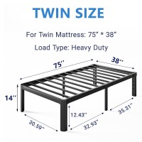 Nordicbed 14 Inch High Platform Twin Bed Frame No Box Spring Needed Metal Bed Frame Twin Noise Free Easy Assembly Heavy Duty