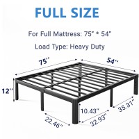 Nordicbed 12 Inch High Heavy Duty Full Size Bed Frame Metal Platform Bed Frame Full Size No Box Spring Needed Noise Free Easy