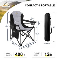 Colegence Oversized Camping Outdoor Heavy Duty Chair Support 400 Lbs Carry Bag Included, Heavy People Full Padded Folding Chairs With Lumbar Support, Cooler Bag, Mesh Cup Holder, Pocket For Lawn,Sport