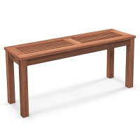 Relax4Life Wooden Outdoor Bench - Patio Bench With Slatted Seat, Weather Resistant Solid Wood Frame, Garden Bench, 2 Seater Park Bench For Deck, Poolside, Balcony, Porch, Lawn, Outside Bench (1)