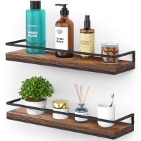 Meangood Floating Shelves Wall Mounted Set Of 2 Rustic Wood Wall Storage Shelves For Bedroom Living Room Bathroom Kitchen Rust