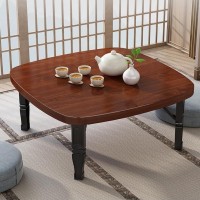 Japanese-Style Folding Space Saving Square Tea Coffee Table, Low Table, Dining Table, Study Table, Small Desk for Tatami Sitting On the Floor Bedroom Bay Window Tea Room Outdoor ( Color : Brown , Size