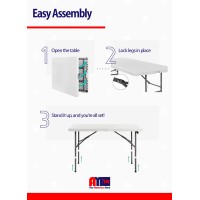 Am The America Store Plastic Folding Table Indoor Outdoor Heavy Duty Portable Whandle Lock For Picnic Party Camping 4Ft