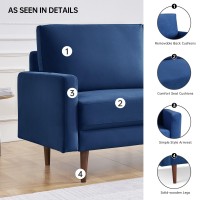 American Furniture Classics Blue 69 Inch Wide Upholstered Two Cushion Sofa With Square Arms Velvet, 69