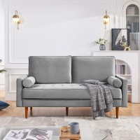 American Furniture Classics Grey 69 Inch Wide Upholstered Two Cushion Sofa With Bolster Pillows Velvet, 68