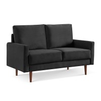 American Furniture Classics Black 57 Inch Wide Upholstered Two Cushion Loveseat With Square Arms Velvet, 57