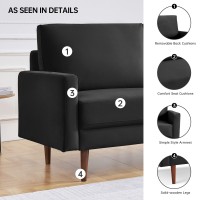 American Furniture Classics Black 57 Inch Wide Upholstered Two Cushion Loveseat With Square Arms Velvet, 57