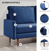 American Furniture Classics Blue 69 Inch Wide Upholstered Two Cushion Sofa With Cambered Arms Velvet, 69