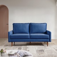 American Furniture Classics Blue 69 Inch Wide Upholstered Two Cushion Sofa With Cambered Arms Velvet, 69