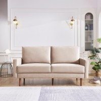American Furniture Classics Beige 69 Inch Wide Upholstered Two Cushion Sofa With Square Arms Velvet, 69