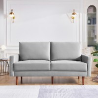 American Furniture Classics Grey 69 Inch Wide Upholstered Two Cushion Sofa With Square Arms Velvet, 69