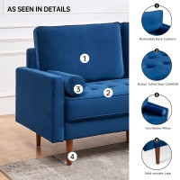 American Furniture Classics Blue 57 Inch Wide Upholstered Two Cushion Loveseat With Bolster Pillows Velvet, 57