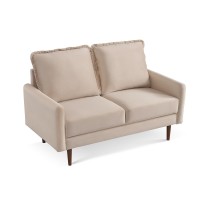 American Furniture Classics Beige 57 Inch Wide Upholstered Two Cushion Loveseat With Cambered Arms Velvet, 57