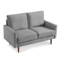 American Furniture Classics Grey Inch Wide Upholstered Two Cushion Loveseat With Square Arms Velvet, 57