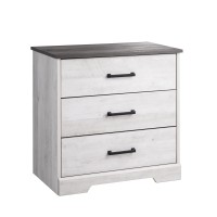 Prepac Rustic Ridge Farmhouse 3-Drawer Nightstand, Washed White, Adnr-1603-1