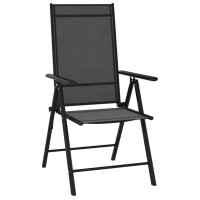 Vidaxl Black Folding Patio Chairs - Set Of 6 Aluminum Textilene Chairs With 7-Position Reclining - Portable And Foldable Outdoor Seating For Garden, Beach, Camping
