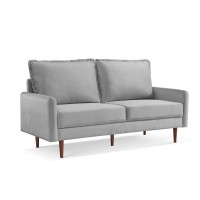 American Furniture Classics Grey 69 Inch Wide Upholstered Two Cushion Sofa With Cambered Arms Velvet, 69