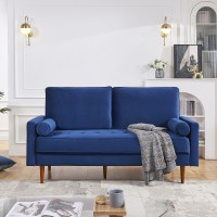 American Furniture Classics Blue 69 Inch Wide Upholstered Two Cushion Sofa With Bolster Pillows Velvet, 68