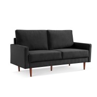 American Furniture Classics Black 69 Inch Wide Upholstered Two Cushion Sofa With Square Arms Velvet, 69