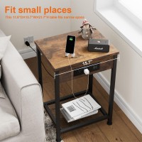 Fixwal Nightstands Set Of 2 With Charging Station End Tables With Usb Ports And Power Outlets Narrow Bedside Table Set Of 2