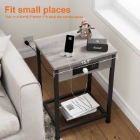 Fixwal End Tables Set Of 2 With Charging Station Night Stands With Usb Ports And Power Outlets Dark Walnut Gray