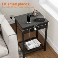 Fixwal Nightstands Set Of 2 With Charging Station End Tables With Usb Ports And Power Outlets Narrow Bedside Table Set Of 2