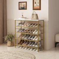 Suoernuo Shoe Rack Organizer 5 Tier For Closet Entryway Free Standing Metal Storage Shoe Shelf With Mdf Top Board