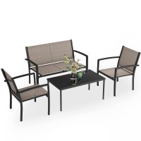 Greesum Gslct4Pcsbg 4 Pieces Patio Furniture Set Outdoor Conversation Textilene Fabric Chairs For Lawn Garden Balcony Poolsi