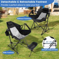 Happygrill Hammock Camping Chair Folding Camping Swinging Chair With Retractable Footrest, Cozy Head Pillow, Carrying Bag, Portable Lightweight Rocking Chair For Camping Fishing Picnic