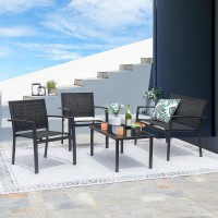 Greesum 4 Pieces Patio Furniture Set Outdoor Conversation Textilene Fabric Chairs For Lawn Garden Balcony Poolside With A Gla