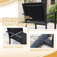 Greesum 4 Pieces Patio Furniture Set Outdoor Conversation Textilene Fabric Chairs For Lawn Garden Balcony Poolside With A Gla