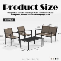 Greesum Gslct4Pcsbn 4 Pieces Patio Furniture Set Outdoor Conversation Textilene Fabric Chairs For Lawn Garden Balcony Poolsi