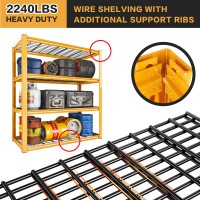 Reibii 40 W Garage Shelving 2240Lbs Storage Shelves Heavy Duty Shelving 4Tier Adjustable Metal Shelves For Storage Rack Indus