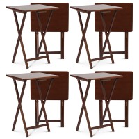 Pj Wood Portable Collapsible Tv Snack Tray Table Desk Serving Stand For Home Living Room Dorm And Office Honey Oak 8 Pack