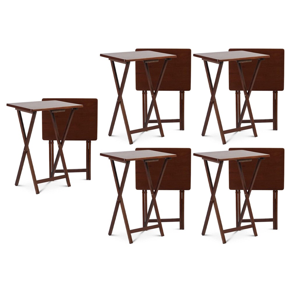 Pj Wood Portable Collapsible Tv Snack Tray Table Desk Serving Stand For Home Living Room Dorm And Office Honey Oak 10 Pack