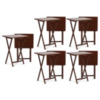 Pj Wood Portable Collapsible Tv Snack Tray Table Desk Serving Stand For Home Living Room Dorm And Office Honey Oak 10 Pack