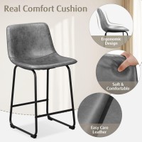 Reoney Bar Stools Set Of 2 Pu Leather Counter Height Bar Stools 26 Modern Bar Stools With Metal Legs And Footrest Urban Arm