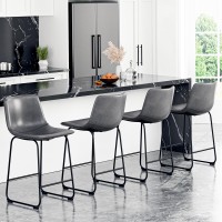 Reoney Bar Stools Set Of 2 Pu Leather Counter Height Bar Stools 26 Modern Bar Stools With Metal Legs And Footrest Urban Arm