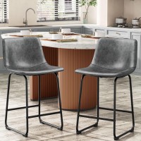 Reoney Bar Stools Set Of 4 Pu Leather Counter Height Bar Stools 26 Modern Bar Stools With Metal Legs And Footrest Urban Arm