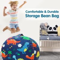 Lukeight Stuffed Animal Storage Bean Bag Chair Cover For Kids Dinosaur Zipper Beanbag Chair Cover For Organizing Toddler And Ki