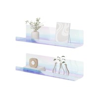 Rrg 15 Inch Acrylic Floating Shelves 2 Pack Kids Floating Bookshelf Wall Mounted Display Shelf For Books Kids Room Nursery B